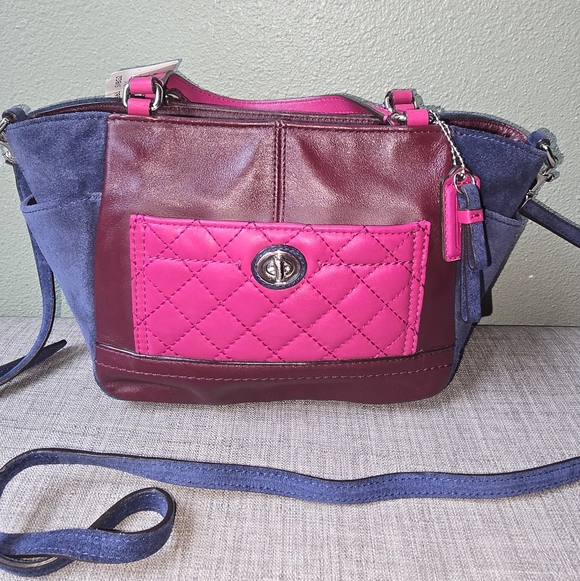 Coach Handbags - Coach Satchel in Pink, Blue, and Brugundy
